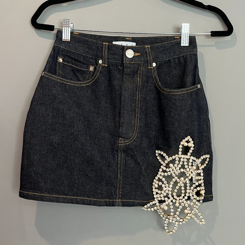 BNWT Area Embellished Denim Skirt with Crystals